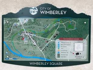 Map of Wimberley, Texas highlighting the Wimberley Square