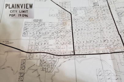 Plainview Texas 1958 Map Architectural drawing of Plainview Texas 1958 street map.